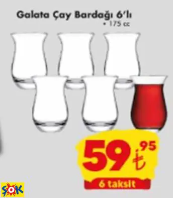 PAŞABAHÇE GALATA ÇAY BARDAĞI 6'LI 175 CC